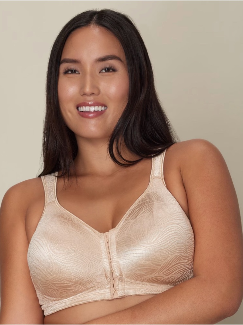 Playtex 18 Hour Front Close Wireless Bra with Back Support – Nude – Size 42D